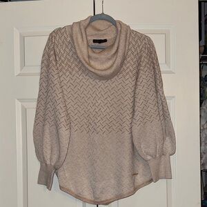 Adrienne Vittadini Cream Cowl Neck Sweater